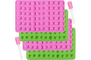 Cozihom - Moldes de silicona para hacer caramelos y chocolates con formas de animales y bosques, molde para gominolas, silicona de grado alimenticio, 4 unidades con 2 cuentagotas