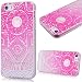 Produktbild GrandEver iPhone SE Silikon Hülle, iPhone 5S 5 Weich Silikon Handyhülle Transparent Hülle mit Rot Mandala Indische Sonne Design Muster Schlank TPU Bumper HandyTasche Flexible Schutzhülle Zurück Marmor Linien Soft Back Cover Hülse Telefonkasten Protective Gummi Dünn Abdeckung