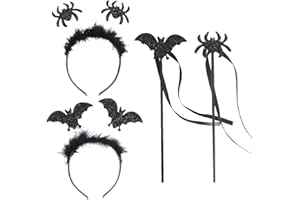 LGZIN Carnevale Cerchietto, Set di Cerchietti per Pipistrello Ragno, Carnevale Pipistrello Ala Fascia, Fascia Capelli Pipistrello con Peluche ed Effetto Glitterato per Carnevale, Festa a Tema