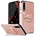 Produktbild Huawei P20 Pro Hülle Ring,Huawei P20 Pro Silikon Hülle,FNBK Schmetterling Ring Weich TPU Silikon Hülle Glitzer Schutz Handy Hülle Protective Case Cover Tasche Etui Bumper Ultra Slim Handyhülle mit Metall 360 Rotation Verstellbarer Ring Grip Stand Halter Ständer Personalized Design Handyhülle für Huawei P20 Pro,Rosegold