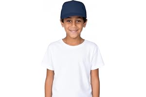 Yanek Kid's Baseball Cap with Velcro Closure Plain Cap for Boys & Girls | 100% Cotton, Ultra-Soft | Adjustable, Comfortable & UV protection 5-Panel