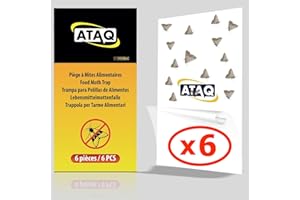 ATAQ – Pack de 6 pièges à Mites Alimentaires – Piège Anti Mites Adhésif à Phéromones avec Colle Haute Performance - contre l’infestation des mites en cuisine, protège les aliments, inodore non toxique