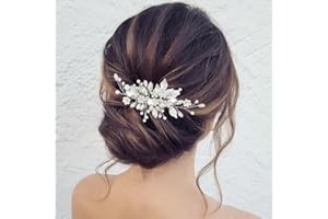 Zoestar Novia boda Peines de pelo flor perla Headpiece nupcial cristal hoja accesorios para el cabello para mujeres y niñas (plata)