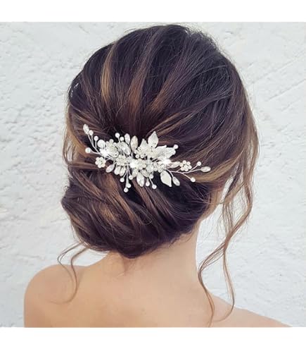 Zoestar Pettine per capelli da sposa, con perle argentate, per donne e ragazze
