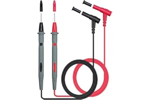 ALLmeter 1 Pair 1000V/10A Multimeter Test Lead Set 1M Heavy Duty Electrical Probes with Non-Slip Rubber Grip and Standard 4mm Banana Plug for Reliable Testing