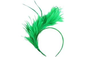 TUANMOZI Haarreif Karneval Kopfschmuck Karneval Haarreifen Damen Karneval Feder Haarschmuck 1920s Stirnband Feder Stirnband 20er Stil Haarband Retro Haarband Haarreif Fascinator (Grün, Einheitsgröße)