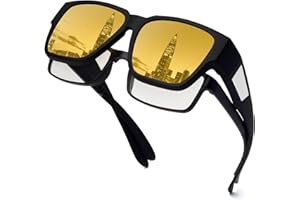 Face Shadow Lunettes Jaune Conduite de Nuit Polarisées, Surlunettes Conduite de Nuit pour Homme et Femme, Ultra Léger Lunette anti Eblouissement de Vision Nocturne