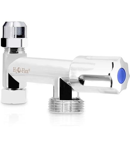 VARIOSAN Eckfix Zusatzventil 11107 - Für Spül-/Waschmaschine, Mit Rückflussverhinderer, Messing Verchromt, 3/8" Und 3/4" Anschlüsse