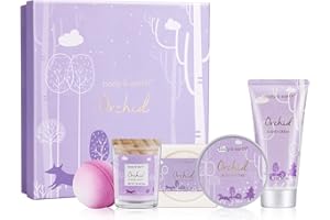 EMBLEAF Bad Spa Geschenke für Frauen - Geschenkset für Frauen, 5-teiliges Badeset mit Orchideen-Spa-Badeset, Geburtstagsgeschenk für Frauen, Spa-Geschenkbox, Self-Care-Geschenk, Ostergeschenke für Frauen