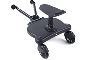 HINOPY - Kinderwagen Pedaladapter, Universal Buggy board Kiddyboard Bis 25KG Mit Sitz Trittbrett Für Kinderwagen