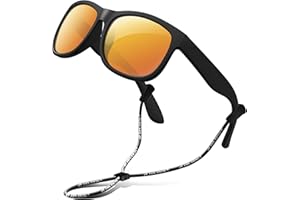 RIVBOS Kids Sunglasses Polarized Rubber UV400 Protection with Glasses Strap for Boys Girls Toddler and Children Age 3-10 RBK023-1
