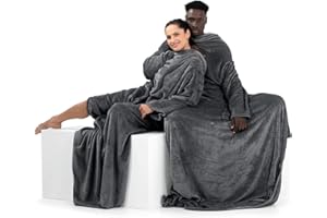 ‎DECOKING DecoKing Decke mit Ärmeln Geschenke für Frauen und Männer 170x200 cm Grau Microfaser TV Decke Kuscheldecke Weich Lazy