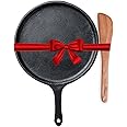 The Indus Valley Pre-Seasoned Cast Iron Tawa with Free Wooden Spatula for Dosa/Chapathi | 25.7cm/10.3 inch, 2kg | Induction Friendly | Naturally Nonstick, 100% Pure & Toxin-Free, No Chemical Coating