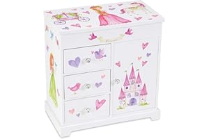 Jewelkeeper Joyero Musical Niña con 4 Cajones - Caja Musical de Recuerdos para Niñas con Melodía de la Danza del Hada de Azúcar - Diseño de Princesa de Hadas y Unicornio - ‎24 x 20 x 24 cm