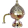 World Fire® Home Purifying Brass Dhuna Loban Burner Dhooni Dhoop Dani Dhuni Brass Table Dhoop Dani Incense Burner For Loban(Round)