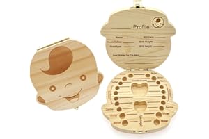 JZK Wooden Baby Milk Teeth Storage Keepsake Box Baby Tooth Holder for 4-12 Years boy Birthday Present Little boy Christening Gift Baby Shower