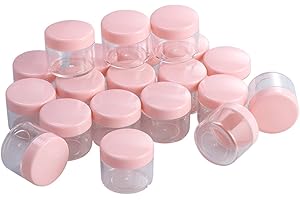 Lurrose 20Pcs Mini Cosmetic Containers Round Pot Jar Portable Travel Sample Empty Container for Facial Cream Shampoo Lotion (20g, Pink)