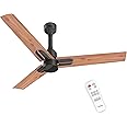 Polycab Wizzy Neo 1200mm 5-Star BLDC, Remote Ceiling fan for Living Room| 55% Energy Saving, 100% Copper, High Air Delivery, 6 Speed Setting, Reversible & Timer | 4-yr Warranty【Natural Wood】