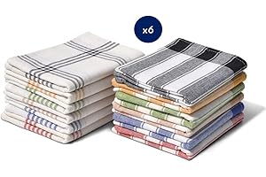 Home Linge Passion Strofinacci da Cucina 100% Cotone (Confezione da 6), Dimensioni 50 x 70 cm (variegatura Blu, Giallo, Verde, Rosso, Beige, Nero), Multicolore