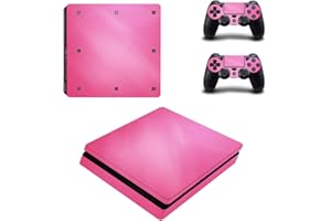 DOTBUY PS4 Slim Skin Aufkleber Sticker Design Folie schützende Haut Schale für Sony Playstation 4 Slim Konsole und 2 Dualshock Controller (All Pink)
