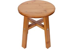LIZEALUCKY Small Bamboo Stool, Wooden Stool, Small Bench, Bathroom Stool, Plant Stool, Make-up Stool, Multipurpose Low Stool Children's Bench(S Round bamboo stool)