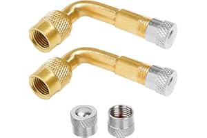 Bolatus 2 Stück 90 Grad Ventilverlängerung, Ventil Verlängerung Kupfer Ventiladapter Winkel Ventilverlängerung Autoventil Reifenventilverlängerung Winkelventil für Auto Motorrad Fahrrad Scooter