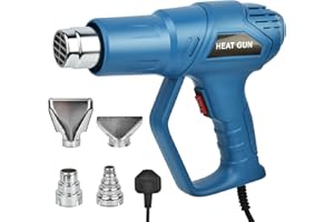 BILIVRY Pistola Termica 2000 W, Pistola ad Aria Calda con Protezione da Sovraccarico，Impostazioni 2 Temperatura 300ºC / 520ºC con 4 Ugelli， Adatta per Termoretraibile e Involucro in Vinile