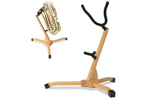 STRICH Saxophone Stand Display Holder For Alto Tenor Sax, Wooden Sax Floor Stand Holder, Colour beech, SSS-10