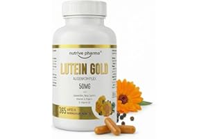Lutein 50mg mit Zeaxanthin, Beta Carotin, Vitamin A & B2, Piperin | 365 Kapseln | Augengesundheit & Blaulicht-Schutz | Gentechnik- & glutenfrei | von nutrive pharma