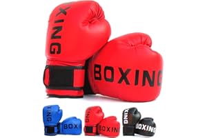 BETECK Gants de Boxe Enfants, 6OZ Gants d'entraînement de Boxe pour Enfants, Gants de Combat de Boxe Réglables pour MMA Muay Thai Kickboxing Sparring Âgés 3-10 Ans