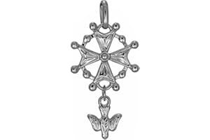 ASCALIDO croix protestante huguenote Pendentif en argent massif 925 véritable - vendu seul
