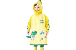 Fewlby Chubasqueros para Niños Niñas Poncho de Lluvia Ligero Abrigos Impermeables Infantiles Chaqueta Impermeable con Capucha Reutilizable Traje de Lluvia 1-12 Años