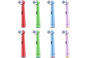 MEETSMILE 8 Count Kids Replacement Heads Compatible with Braun Oral B Electric Toothbrush, Ultra Soft Bristles, Ideal for Kids.