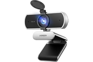 UGREEN Webcam 2K 30FPS Caméra USB PC Deux Micro Mise au Point Fixe Angle Réglable Correction Lumière Plug Play Windows MacOS Linux Streaming Youtube Skype Appel Zoom Vidéoconférence (Gris Argenté)
