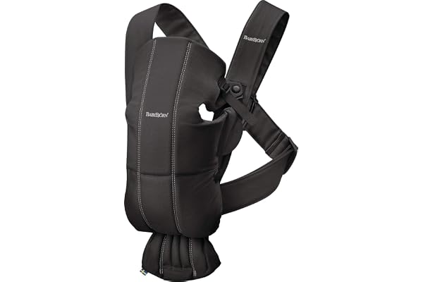 BabyBjörn Bärsele Mini, Vävd, Svart – Ergonomisk och Mjuk Bärsele för Nyfödda (0–12 månader), Enkel att Använda