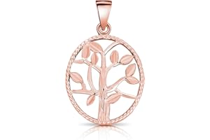 DTPsilver® Naszyjnik ze srebra próby 925, pozłacany żółtym, różowym lub dwukolorowym - mały wisiorek drzewo życia - z łańcuszkiem lub bez - szerokość: 1,2 mm - regulowana długość: 40 do 45 cm