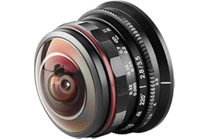 Venidice MK-3,5 mm F2.8 Ultra Weitwinkel Fisheye Objektiv für Olympus Panasonic Lumix MFT Micro Four Thirds 4/3 Mount spiegellose Kamera, schwarz, Venidice Reinigungstuch
