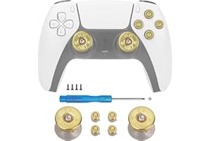 TOMSIN Northwest Guitars Thumbsticks & Action Bullet Buttons Set für PS5 Controller, goldfarben