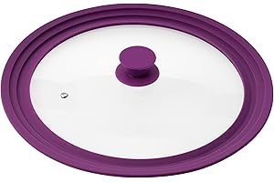 bremermann Couvercle en Verre Universel avec Bord en Silicone, 30/32/34 cm, Grande (Violet)