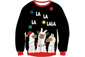 Loveternal Xmas Jumper Kids Girls Christmas Jumper Boys Sweatshirt Long Sleeve Tops Crew Neck Pullover Hoodies Casual Ugly Sweater Age 7-14 Years Gifts for Children