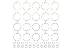 UNICRAFTALE 120Pcs 2 Color 15mm Pendiente Aros Vino Vidrio Charms Anillos de Acero Inoxidable Pendiente de aro con 240Pcs Jumping Anillos para Pendientes de Boda Fiesta Vino Vidrio Marcador Making