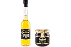 La Rustichella - Set Paté Al Tartufo Nero 90g & Olio D'oliva Al Tartufo Nero 100ml, Vegan, Gluten Free, Cholesterol Free - Prelibatezze Italiane