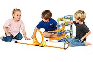 M MOLTO Parking de Juguete + Pistas de Juguete con 1 looping, 3 Plantas, 2 Coches de Fricción y 10 Coches de Juguete adicionales incluidos