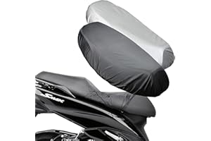 KUBDPQOR 2 Stück Motorrad Sitzbankbezug, Motorrad-Sitzbezug Wasserdichter Sitzbezüge, Motorrad Roller Moped Sitzbezug mit Gummiband, Staubkissenbezug (XXL, Silber, Schwarz)