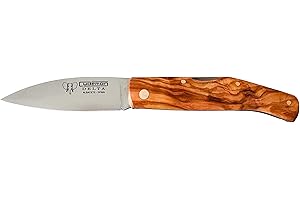 DON FILO Navaja Cudeman Solsona Delta 344-L Hoja de Acero MoVa de 8,5 cm empuñadura de olivo de 11 cm y bloqueo trasero para Caza, Pesca, Supervivencia y bushcraft + Portabotellas Regalo (Con funda)