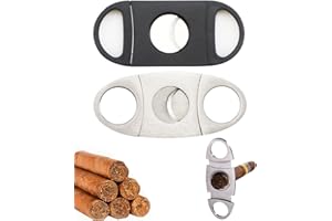 DNMH Coupe-cigares, coupe-cigares de poche à double guillotine en acier inoxydable 2 pièces, noir + argent coupe cigare cigare