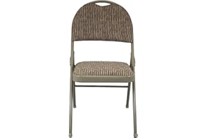 META FURNITURE Meta Heavy Duty Folding Chair with Padded Fabric Seat & Backrest – Steel Frame, Comfortable Office, Dining, Study & Party Chair, Supports Heavyweight Persons (1, Beige)