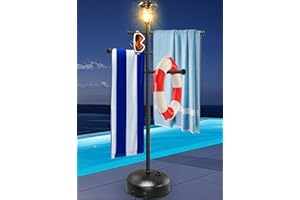 G TALECO GEAR 160cm Solar Light Pool-Handtuchhalter Outdoor für den Außenbereich, Handtuchhalter Stehend mit Rädern, 6 verstellbare Stangen Zubehör, Handtuchhalter für Pool, Hot Tub