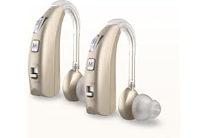 HIBRIQ Dispositivo sonoro ricaricabile per anziani e adulti, dispositivo audio digitale con cancellazione del rumore e regolazione del volume a più livelli Pair