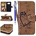 Produktbild FESELE Schutzhülle für [Samsung Galaxy S8 Plus] Brieftasche Hülle Liebe Herz Schmetterling Blume Leder Tasche Flip Case Handyhülle mit Standfunktion und Magnetverschluss, Samsung Galaxy S8 Plus Flip Wallet Hülle Bookstyle Kartenfach Ledertasche Leder-Mappen-Karten-Slot-Abdeckung für Samsung Galaxy S8 Plus + Blau Eingabestift Stylus Touch Pen-Herz,Braun